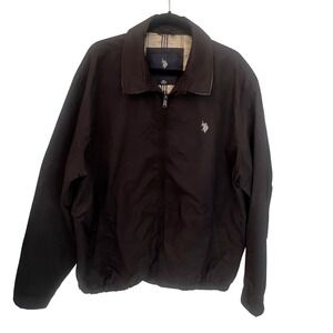US Polo Assn Men's Black Full Zip Lightweight Jacket, Collared. Mens XXL